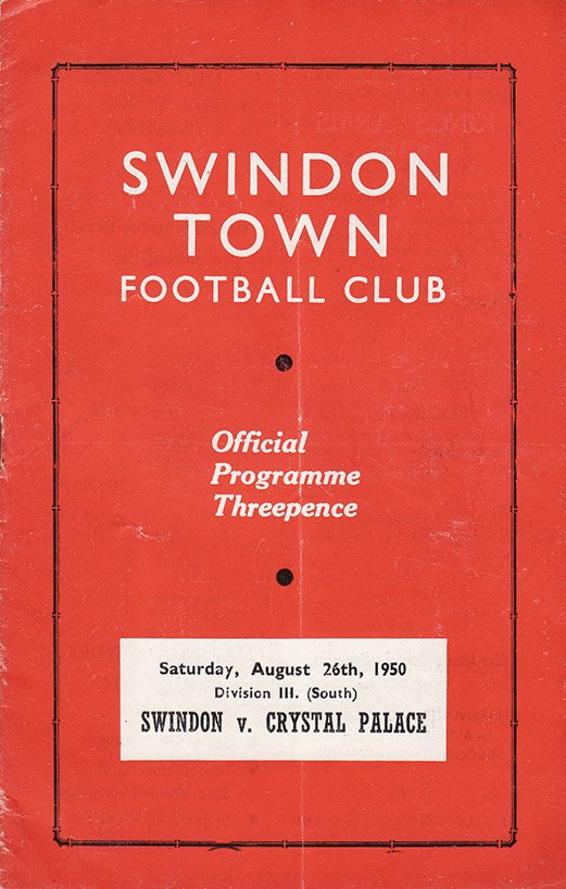 <b>Saturday, August 26, 1950</b><br />vs. Crystal Palace (Home)